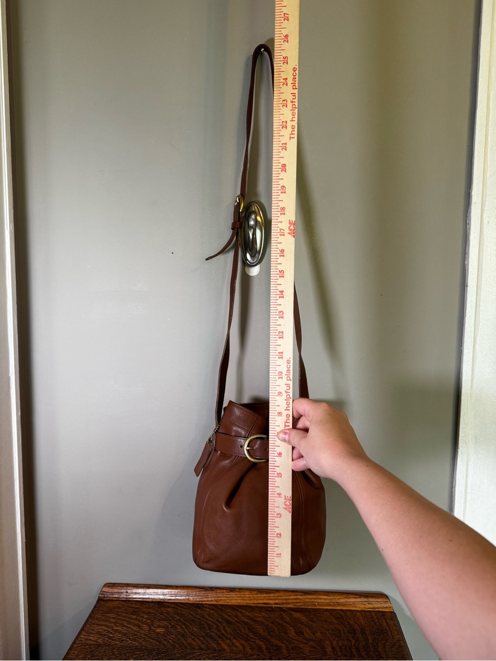 Coach Brown Leather Belted Crossbody Bucket Bag with Buckle - Picture 12 of 12